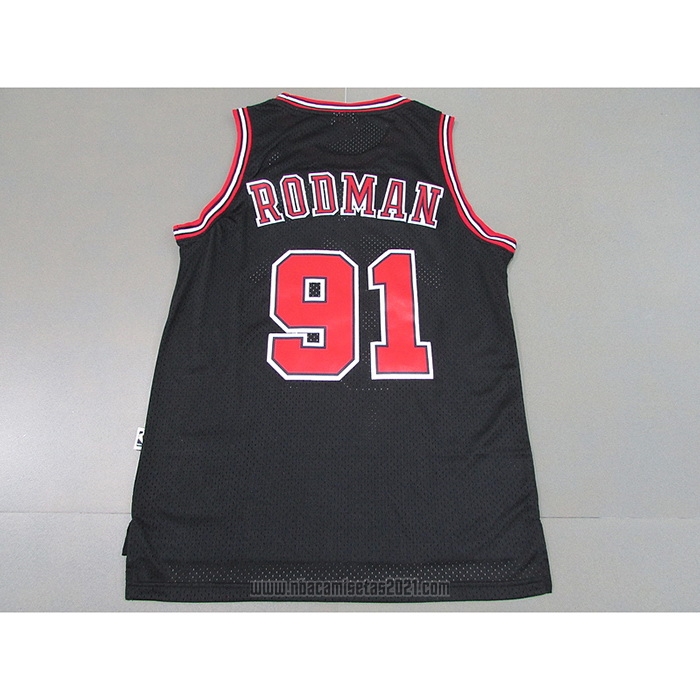 Camiseta Chicago Bulls Dennis Rodman #91 Mitchell & Ness 1997-98 Negro